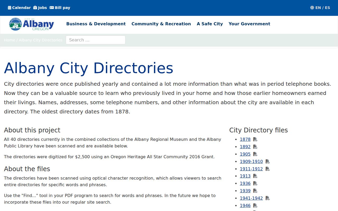 Albany city directory digitized collection