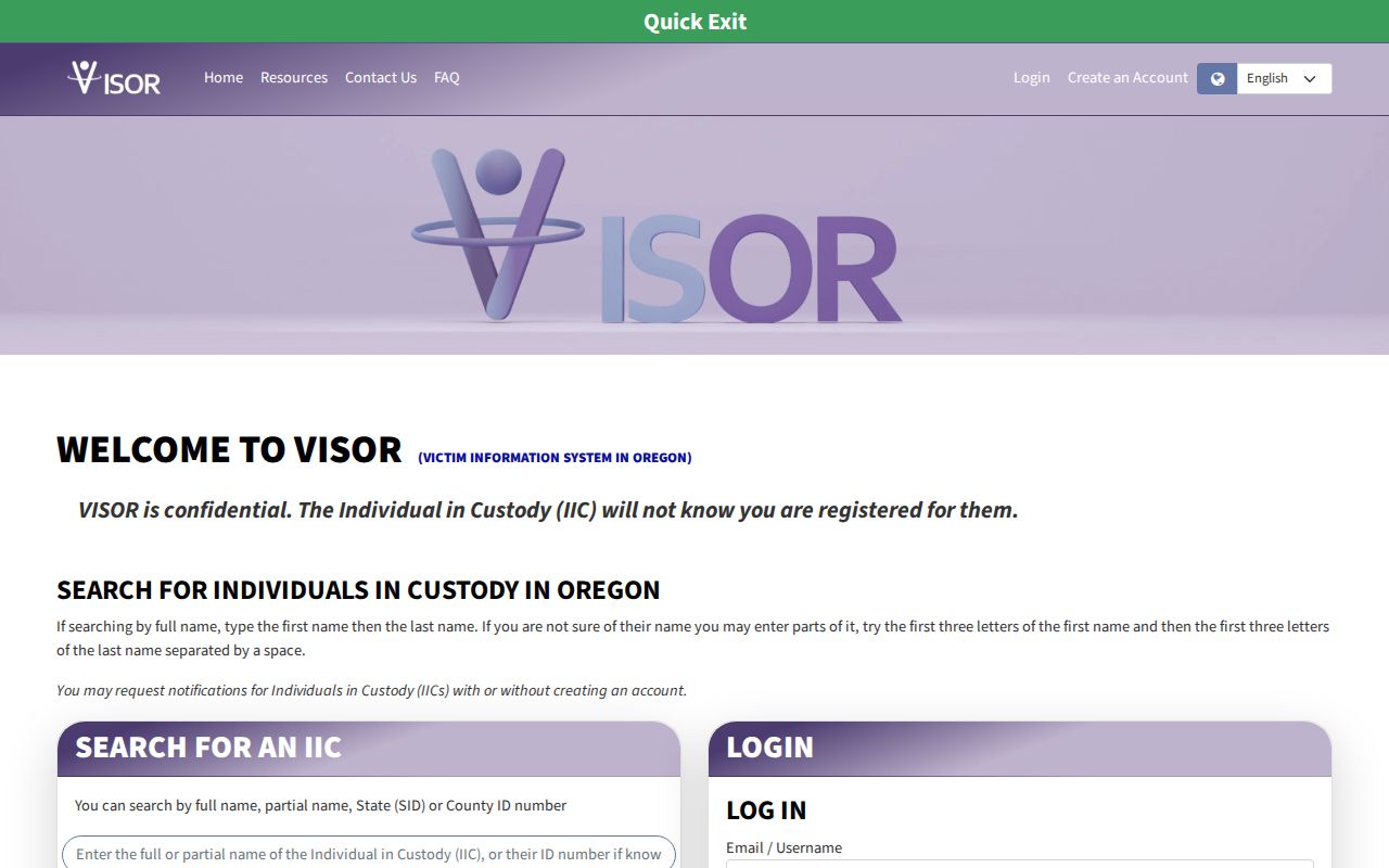 Albany residents directory Oregon DOC VISOR custody lookup