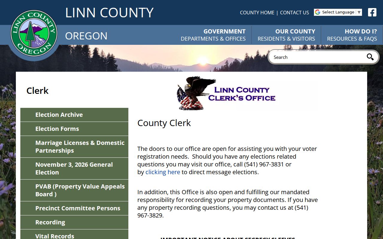 Albany residents directory Linn County Clerk recording route